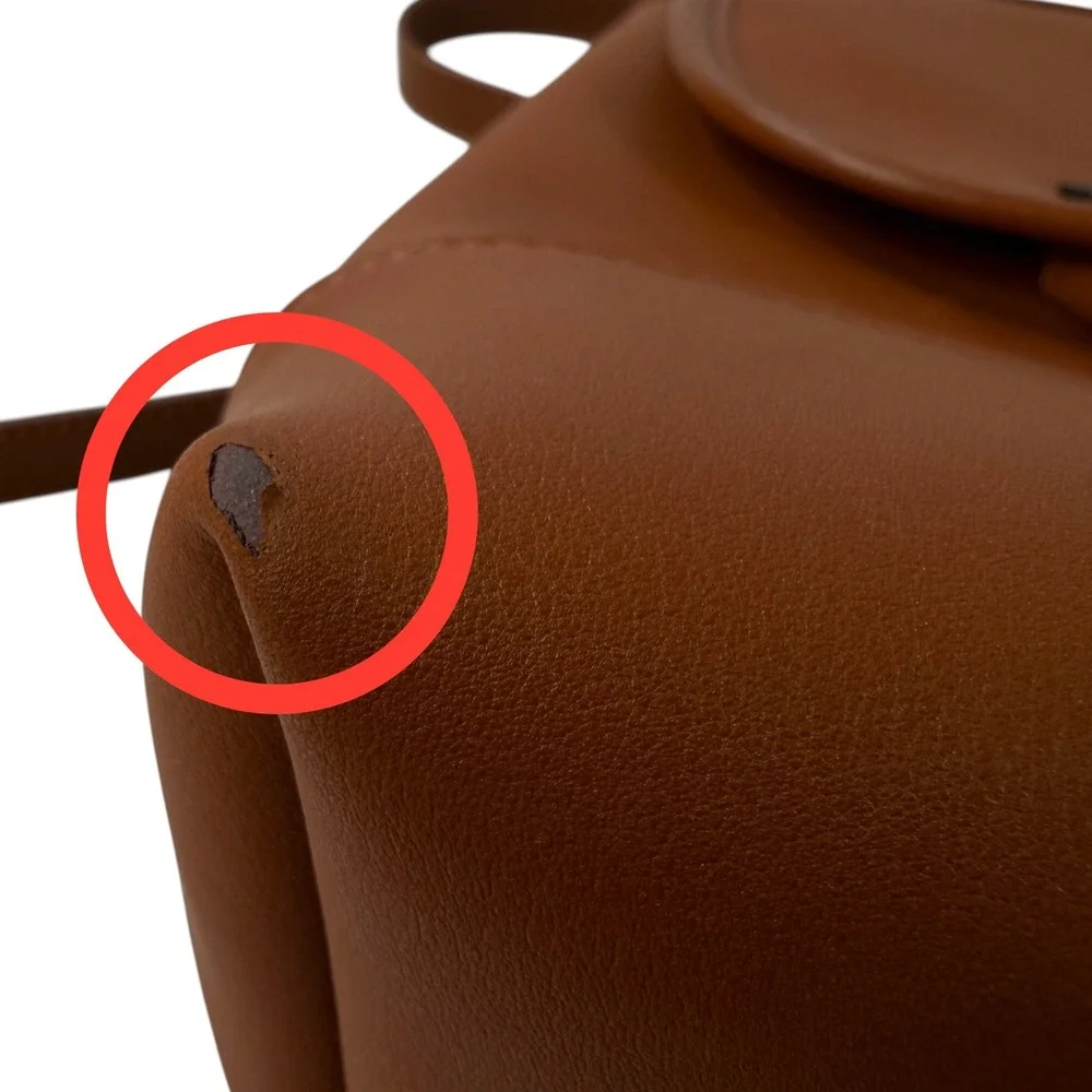 SUSU Nicole Cognac Brown Leather Mini Backpack Turn Lock Small